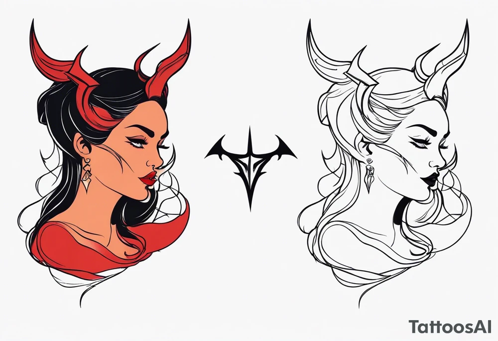 Woman devil tattoo idea