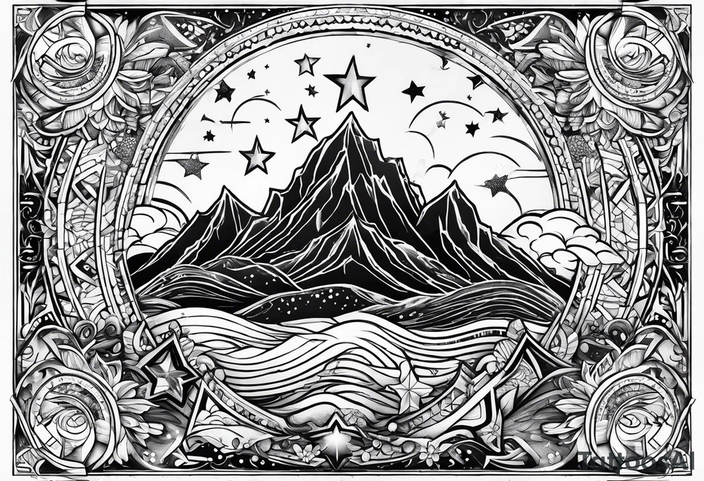 Stars in the sky line up to spell the word T A C tattoo idea