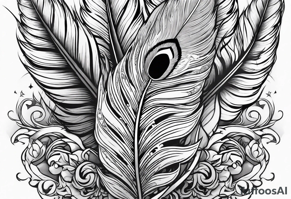 Feather on fire tattoo idea