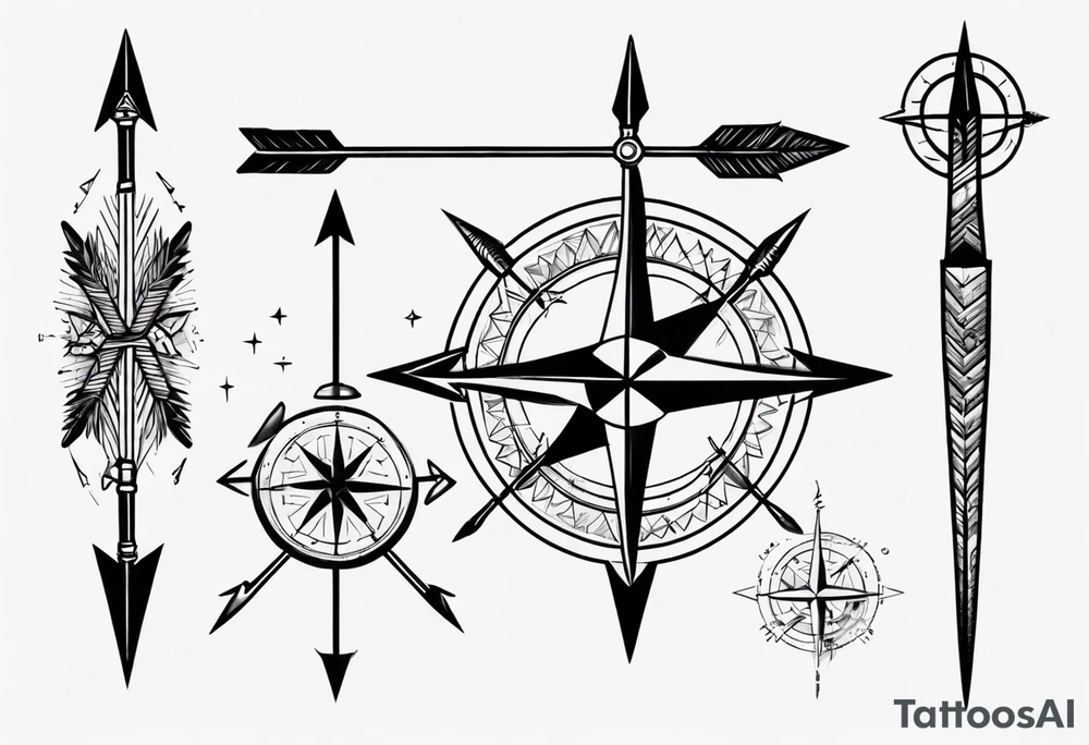 hunting arrow with compass rib tattoo tattoo idea
