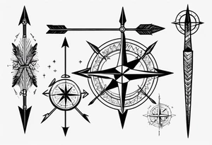 hunting arrow with compass rib tattoo tattoo idea