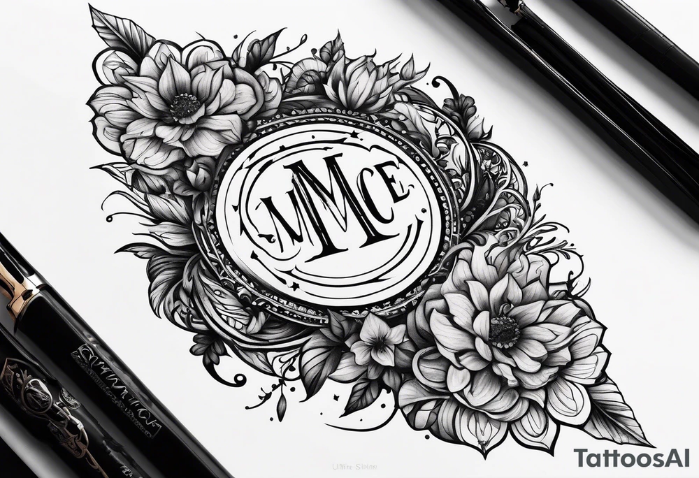 My Wifes Initials MCE with My Daughter Initials ARE withMy Sons Initials CAE tattoo idea