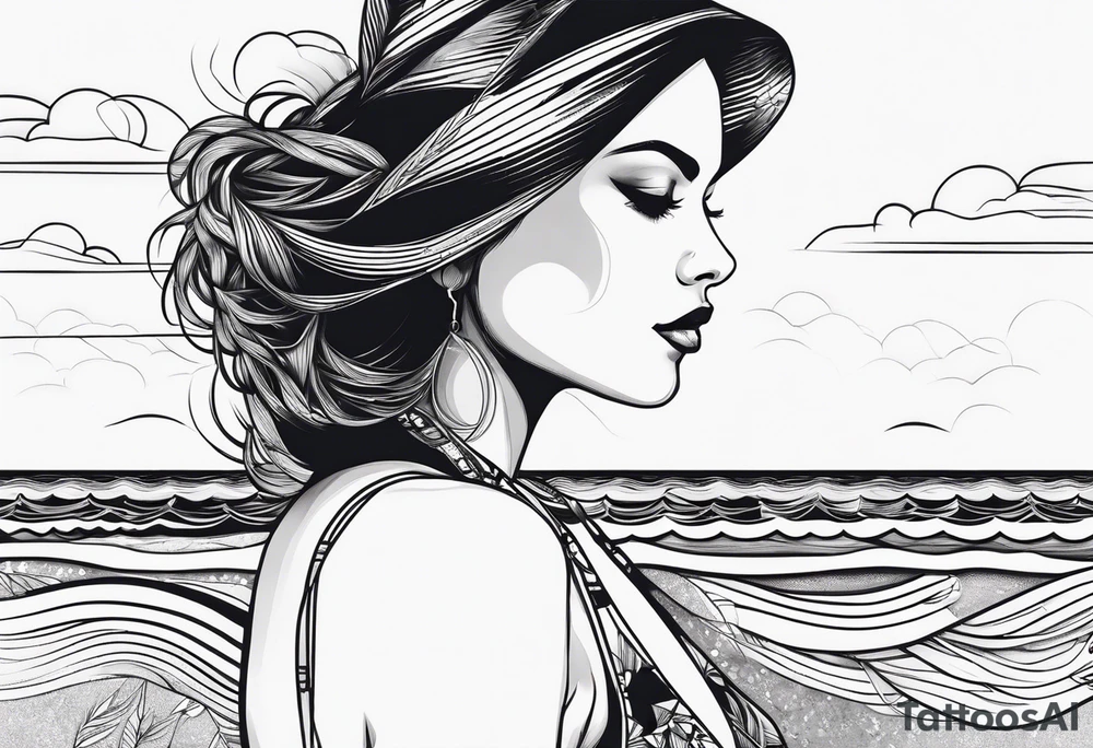 Femme sur la plage tattoo idea