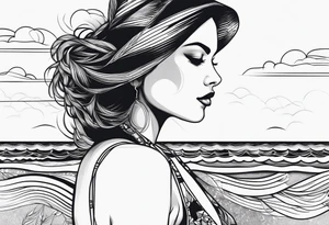 Femme sur la plage tattoo idea