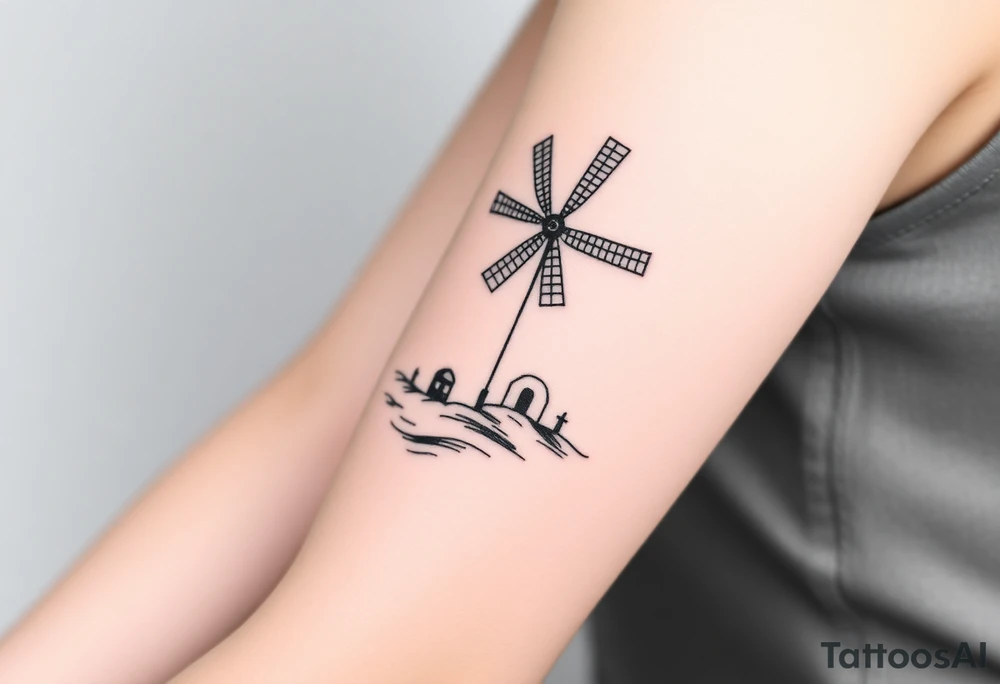 Part lighthouse part farm windmill tattoo idea