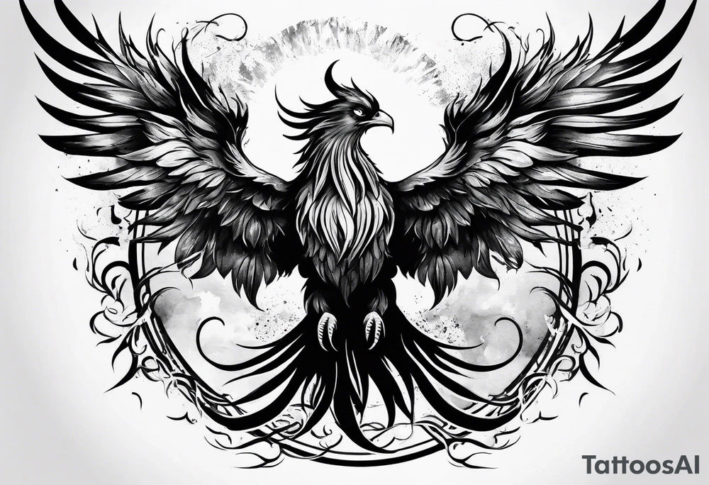 Phoenix rising from ashes tattoo idea