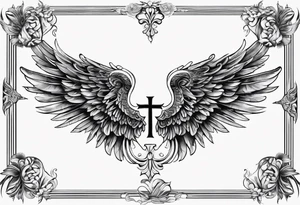 Angel wing with the numbers of 999 and lines tattoo idea