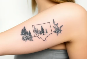 Texas 
Washington 
Connecticut 
All separate 
State trees and flowers tattoo idea