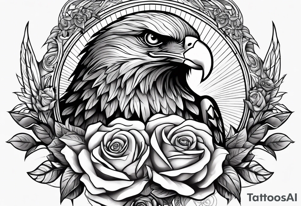 Warrior, eagle, sword, rose, family tattoo idea