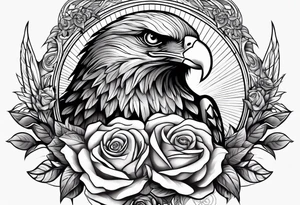 Warrior, eagle, sword, rose, family tattoo idea