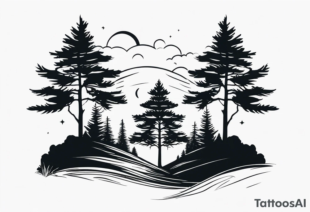 Two Pine tree silhouette tattoo idea