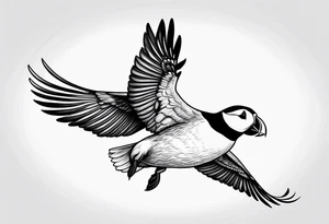 a flying puffin tattoo idea