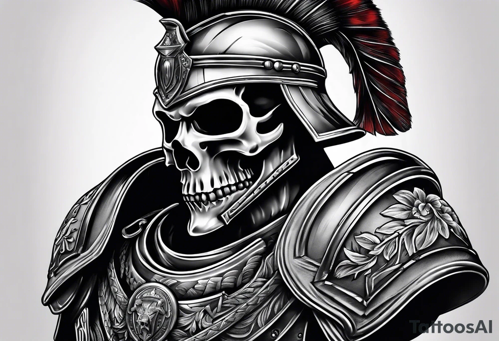roman soldier skull tattoo idea