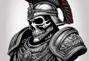 roman soldier skull tattoo idea