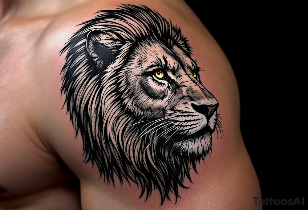 egyptian themed lion (red and black) tattoo idea