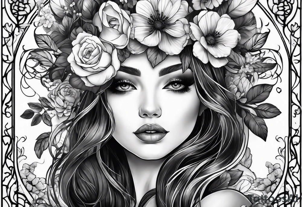 Dark feminine garden tattoo idea