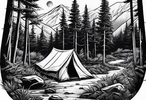 Camping in the forest tattoo idea