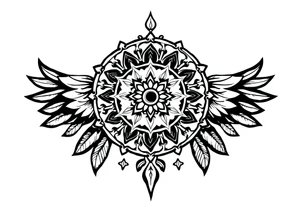 spiritual feathers ornamental mandala indian shaman rune tattoo idea