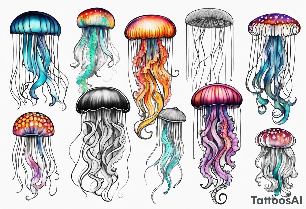 Colourful Jellyfish tattoo idea
