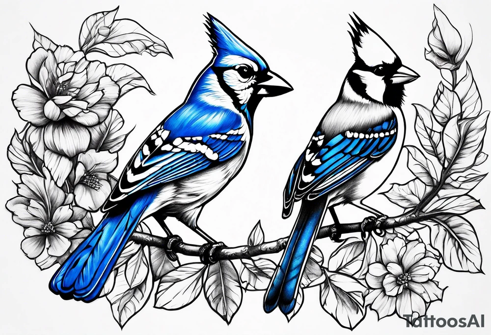 Cardinal and blue jay tattoo idea