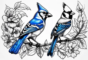 Cardinal and blue jay tattoo idea