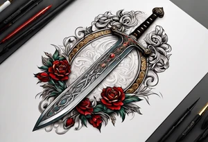 Sword etched with vivianus moriendum est tattoo idea