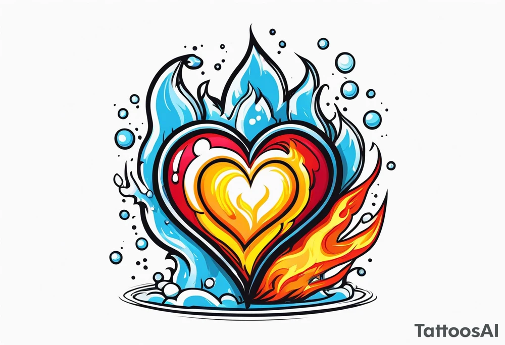 A heart that is covered in ice and also on fire tattoo idea