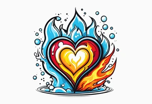 A heart that is covered in ice and also on fire tattoo idea