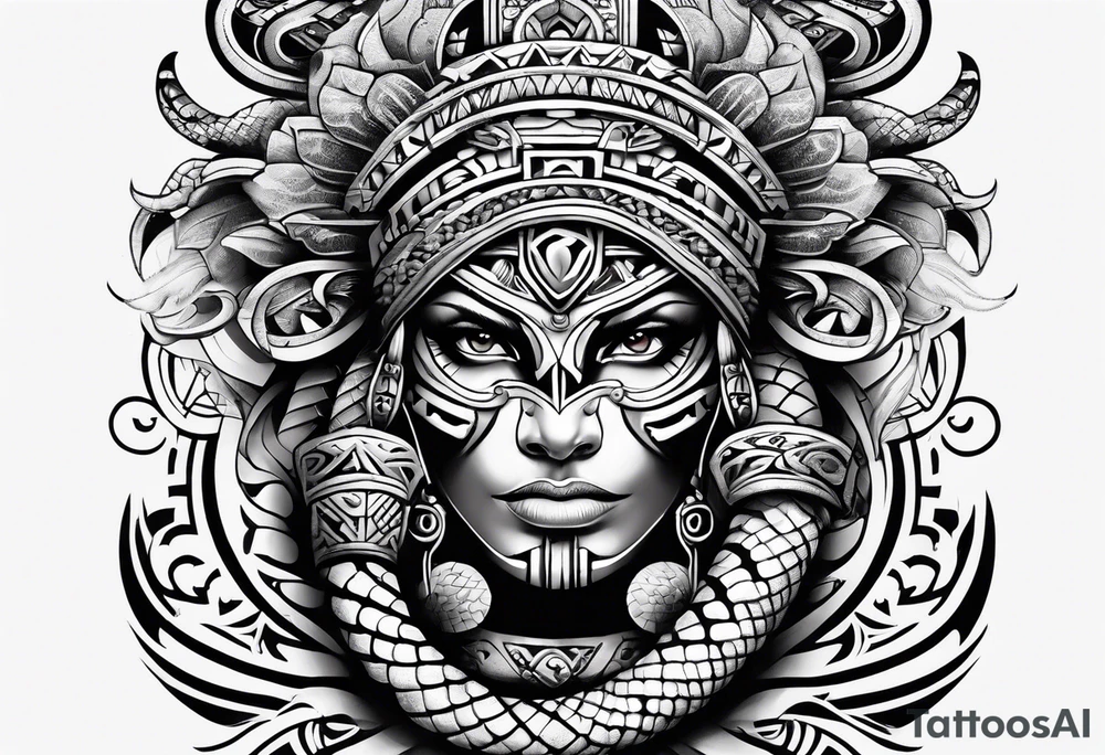 aztec snake sleeve tattoo idea