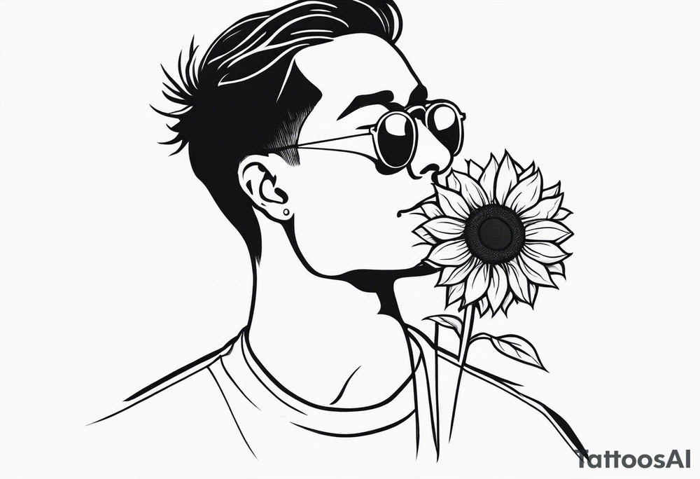 man with sunflower tattoo idea