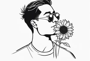 man with sunflower tattoo idea