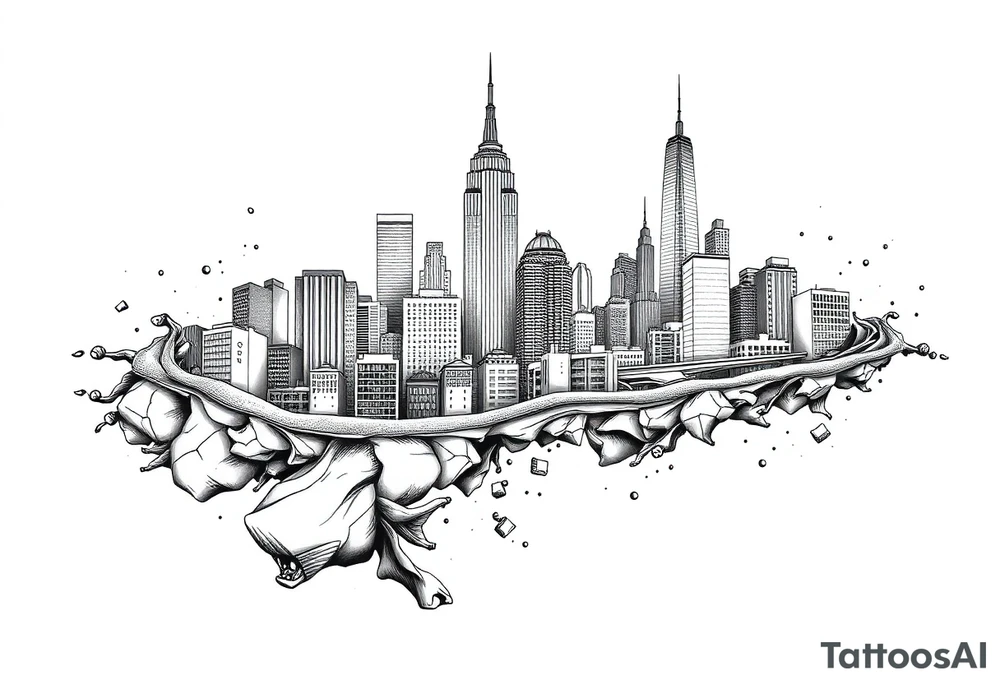city under water theme tattoo idea