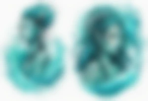 a turquoise Na'vi woman standing in the sea surrounded by crashing waves tattoo idea
