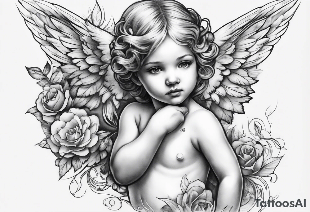 cherub tattoo her body tattoo idea