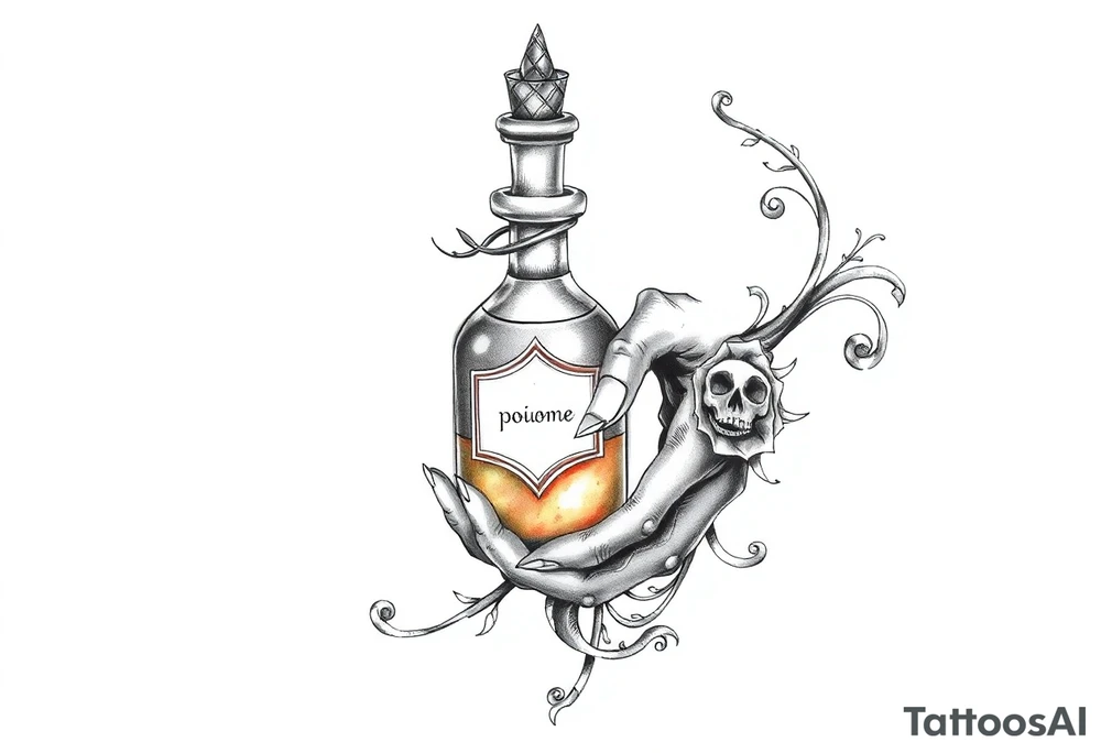 death bringer  handing me 
poison bottle tattoo idea