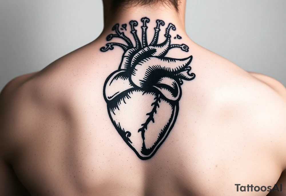 medieval heart woodcut tattoo idea