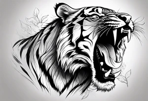 3D Fierce tiger roaring tattoo idea