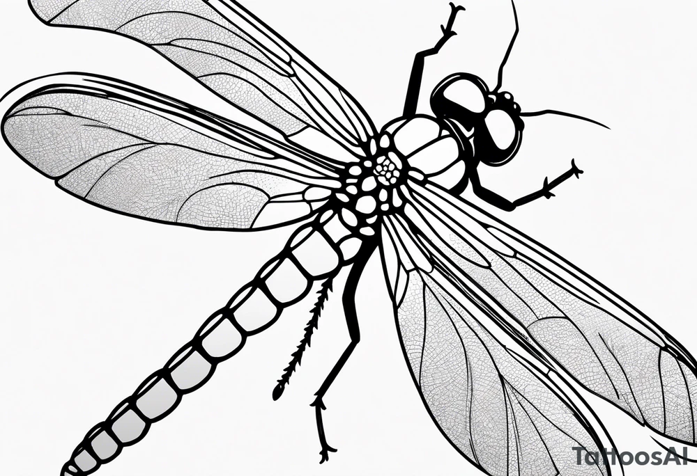 Dragonfly in flight wildflowers simplistic minimalist tattoo idea