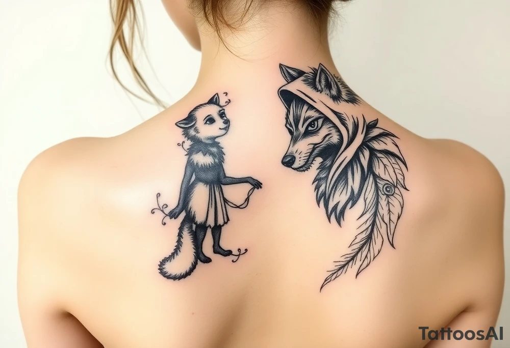 Little red riding hood nursery rhyme big bad wolf tattoo idea