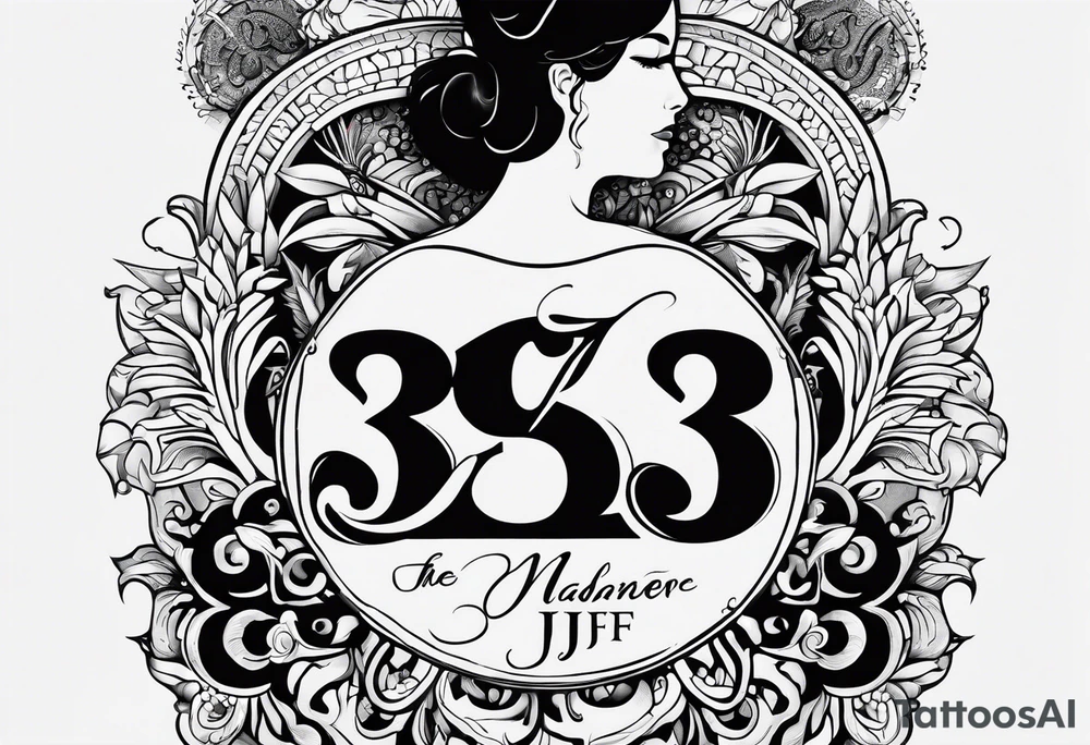 The numbers 333 with the word guidance underneath and the initials JJF; tattoo idea