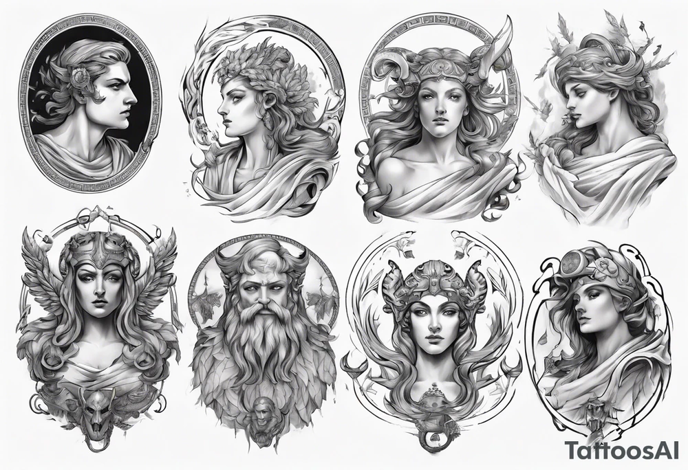 Greek Mythology upper sleeve tattoo idea