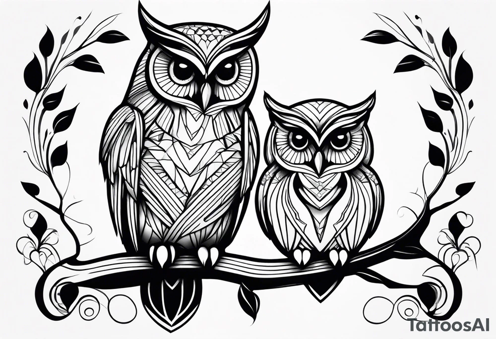 Mom and baby owl tattoo idea