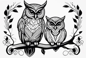 Mom and baby owl tattoo idea