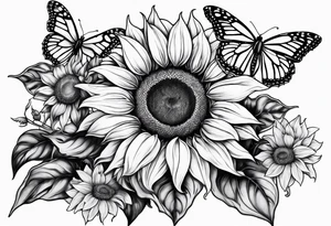 sunflowers with butterflies tattoo idea