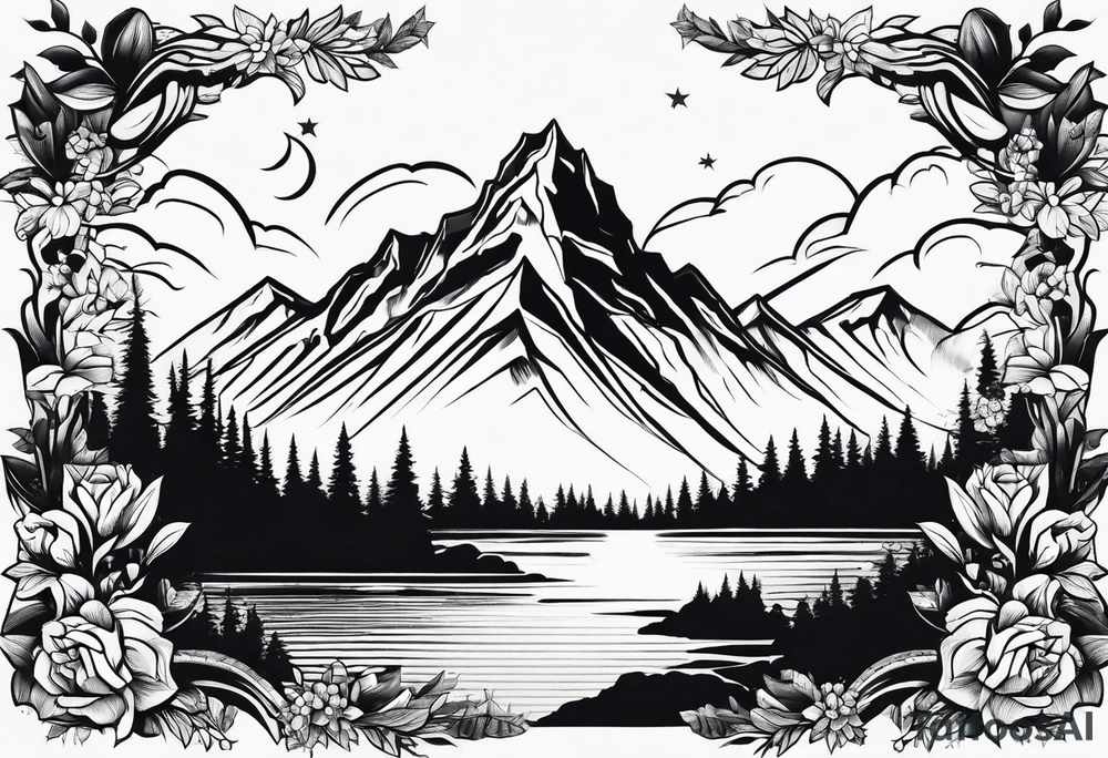 Mountain gradient black from bottom tattoo idea Mountain gradient black from bottom tattoo idea