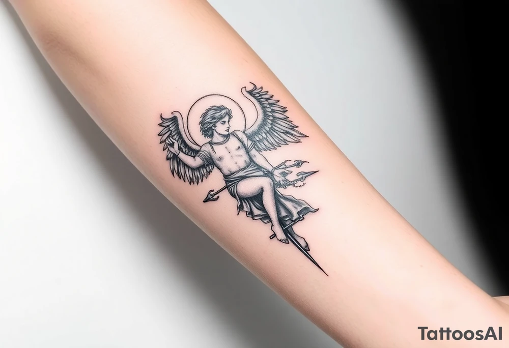 Michael the archangel fighting demons tattoo idea