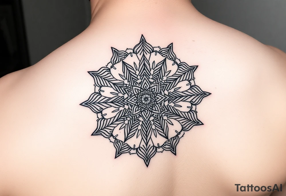 intricate mandala with sacred geometry and cosmic elements tattoo idea