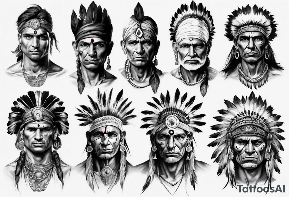 indian theme man face realistic tattoo idea