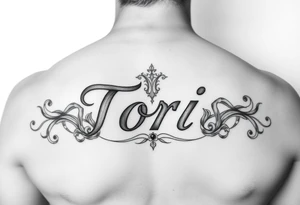 Name Tori with designs tattoo idea