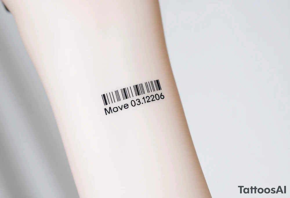 A sleek, minimalist barcode with the couple’s wedding date hidden in the numbers, symbolizing a love marked in time tattoo idea